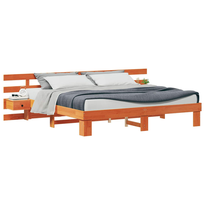 Cadru de pat cu headboard Maro 180 x 200 cm Lemn de pin masiv WALTI