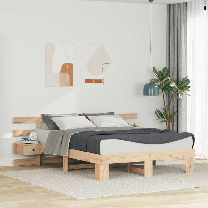 Cadru de pat cu headboard Maro 160 x 200 cm Lemn de pin masiv WALTI