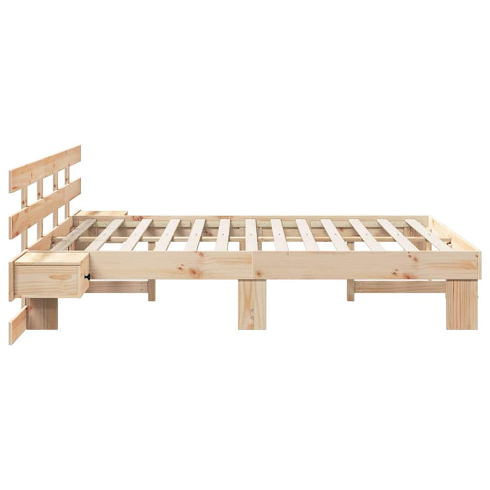 Cadru de pat cu headboard Maro 160 x 200 cm Lemn de pin masiv WALTI