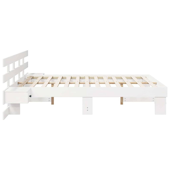 Cadru de pat cu headboard Alb 160 x 200 cm Lemn de pin masiv WALTI