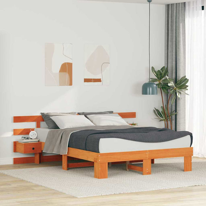 Cadru de pat cu headboard Maro 160 x 200 cm Lemn de pin masiv WALTI