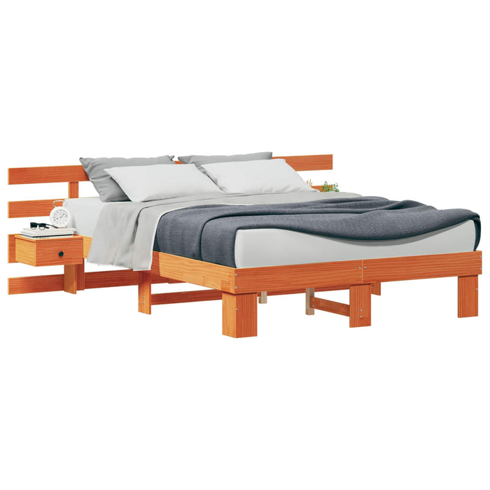 Cadru de pat cu headboard Maro 160 x 200 cm Lemn de pin masiv WALTI