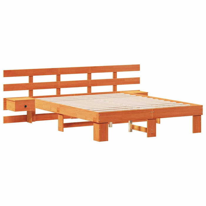 Cadru de pat cu headboard Maro 160 x 200 cm Lemn de pin masiv WALTI