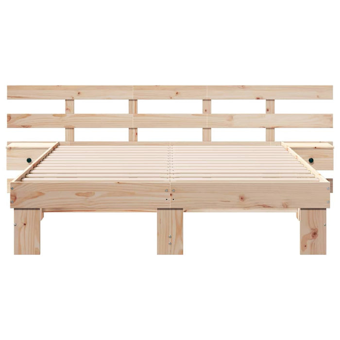 Cadru de pat cu headboard Maro 150 x 200 cm Lemn de pin masiv - WALTI WALTI