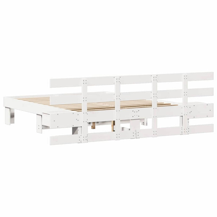 Cadru de pat cu headboard Alb 150 x 200 cm Lemn de pin masiv - WALTI WALTI