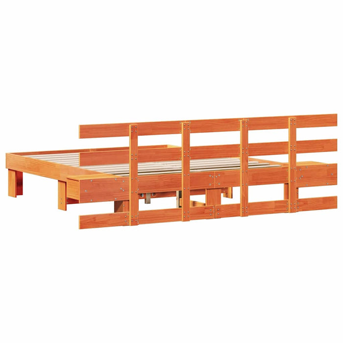 Cadru de pat cu headboard Maro 150 x 200 cm Lemn de pin masiv - WALTI WALTI
