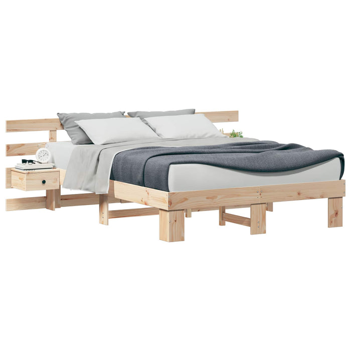 Cadru de pat cu headboard Maro 140 x 200 cm Lemn de pin masiv WALTI
