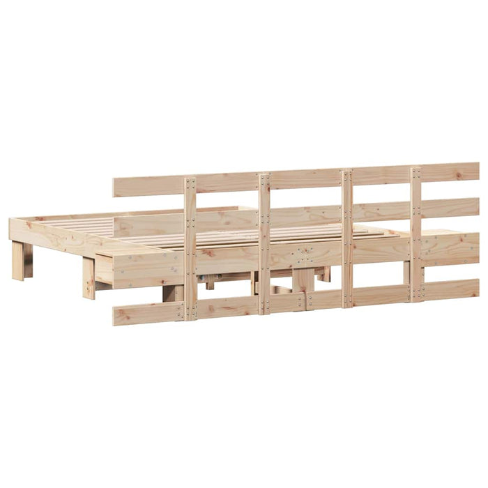 Cadru de pat cu headboard Maro 140 x 200 cm Lemn de pin masiv WALTI