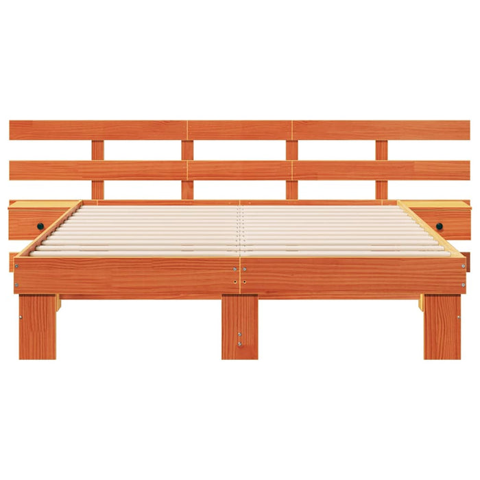 Cadru de pat cu headboard Maro 140 x 200 cm Lemn de pin masiv WALTI