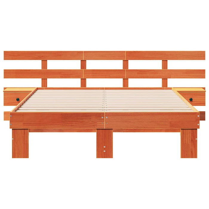 Cadru de pat cu headboard Maro 120 x 200 cm Lemn de pin masiv WALTI