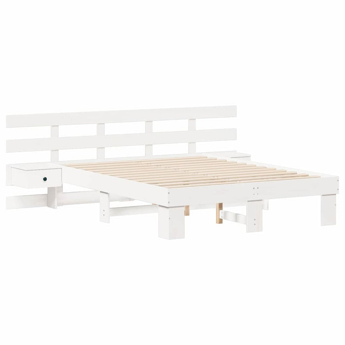 Cadru de pat cu headboard Alb 140 x 190 cm Lemn de pin masiv WALTI