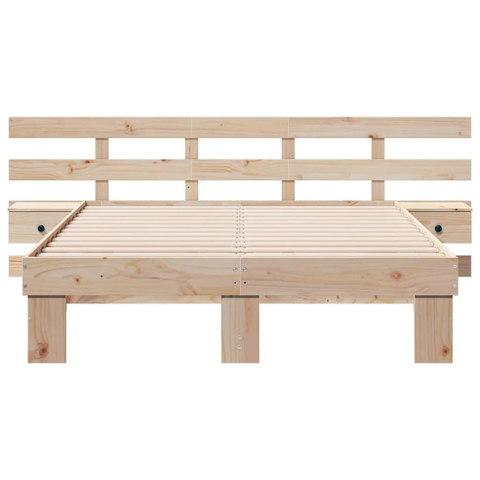 Cadru de pat cu headboard Maro 135 x 190 cm Lemn de pin masiv - WALTI WALTI