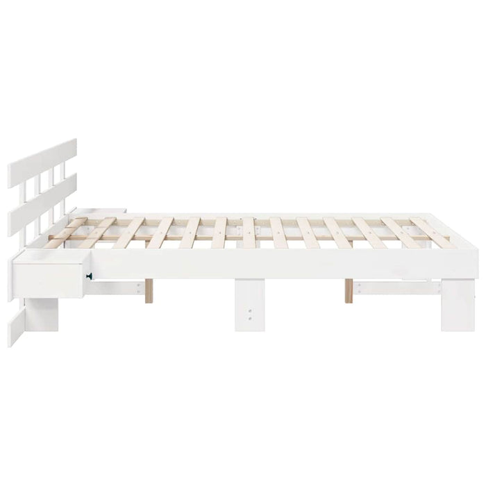 Cadru de pat cu headboard Alb 135 x 190 cm Lemn de pin masiv - WALTI WALTI