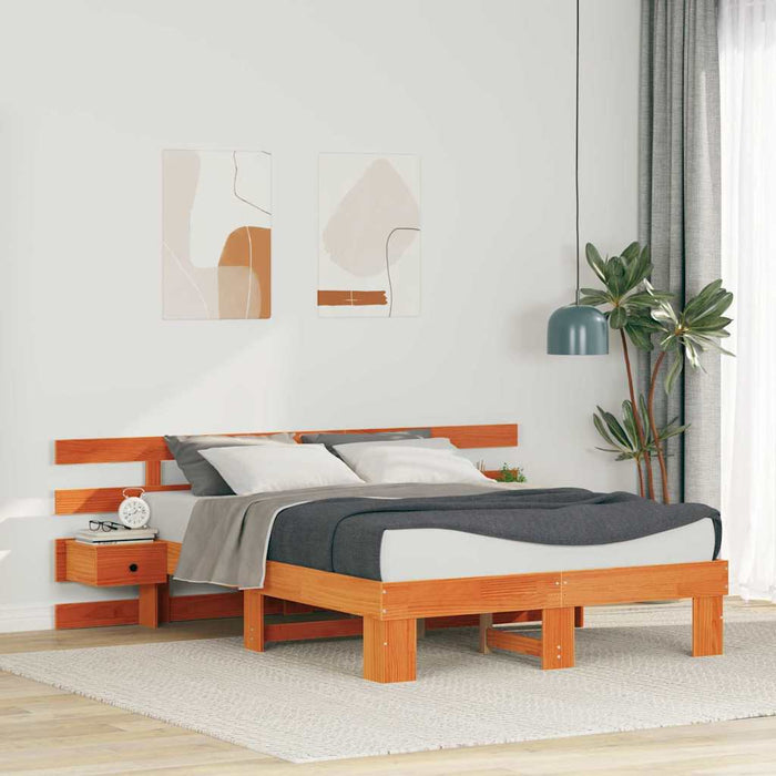Cadru de pat cu headboard Maro 120 x 190 cm Lemn de pin masiv WALTI