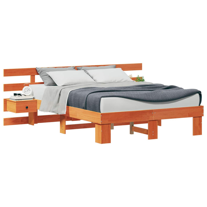 Cadru de pat cu headboard Maro 120 x 190 cm Lemn de pin masiv WALTI