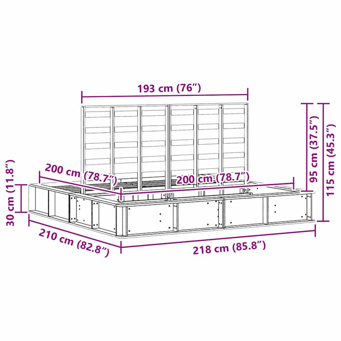 Cadru de pat cu depozitare Alb 180 x 200 cm Lemn și Metal - WALTI WALTI