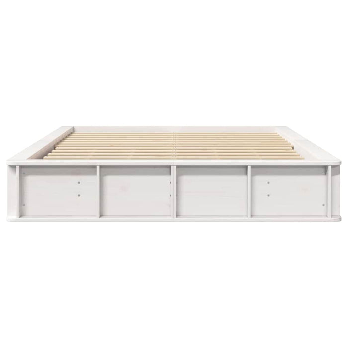 Cadru de pat cu depozitare Alb 160 x 200 cm Lemn de pin masiv - WALTI WALTI