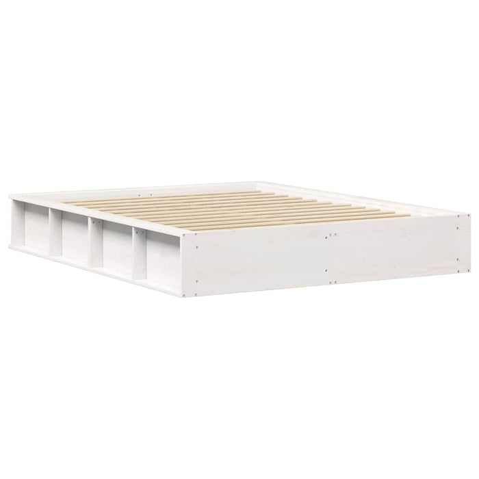 Cadru de pat cu depozitare Alb 150 x 200 cm Lemn de pin masiv - WALTI WALTI