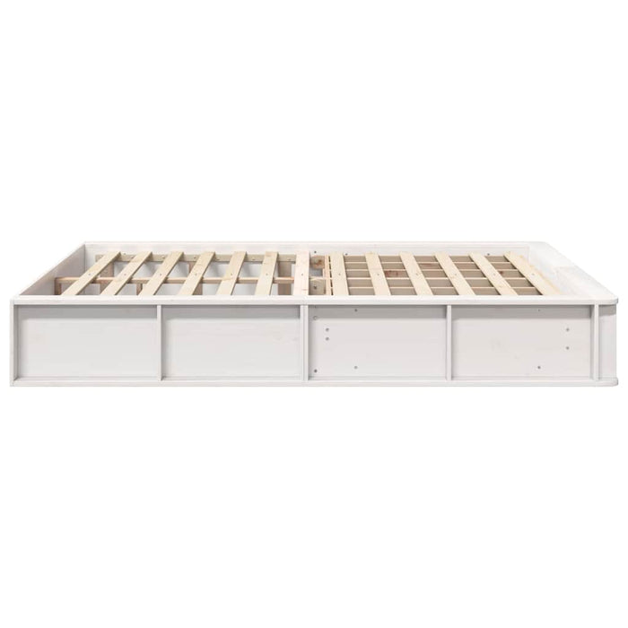 Cadru de pat cu depozitare Alb 150 x 200 cm Lemn de pin masiv - WALTI WALTI
