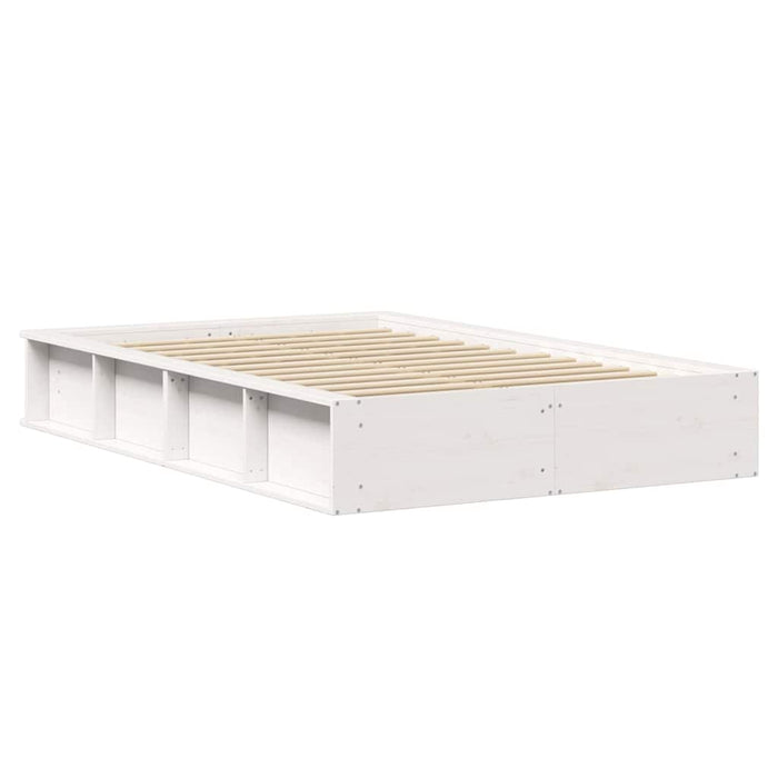 Cadru de pat cu depozitare Alb 140 x 200 cm Lemn de pin masiv - WALTI WALTI