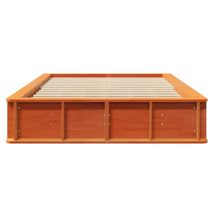 Cadru de pat cu depozitare Manual Maro ceruit 120 x 200 cm Lemn masiv - WALTI WALTI