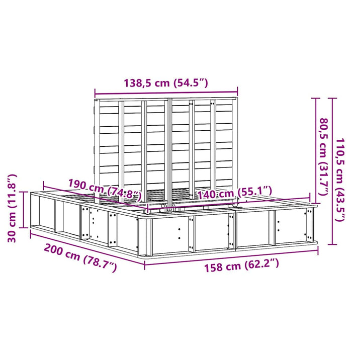 Cadru de pat cu depozitare Alb 140 x 190 cm lemn - WALTI WALTI