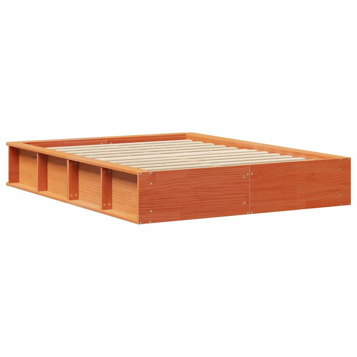 Cadru de pat cu depozitare Manual Maro ceruit 140 x 190 cm Lemn masiv - WALTI WALTI