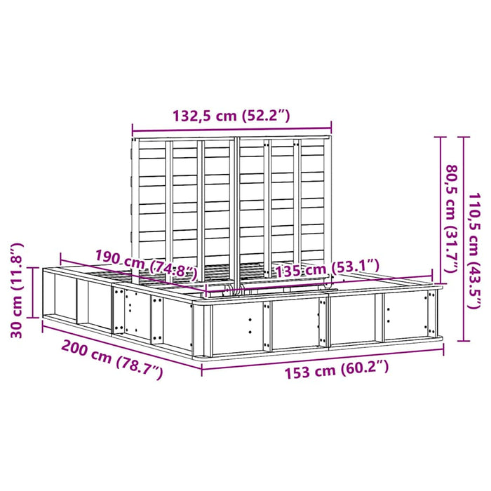 Cadru de pat cu depozitare Alb 135 x 190 cm lemn - WALTI WALTI