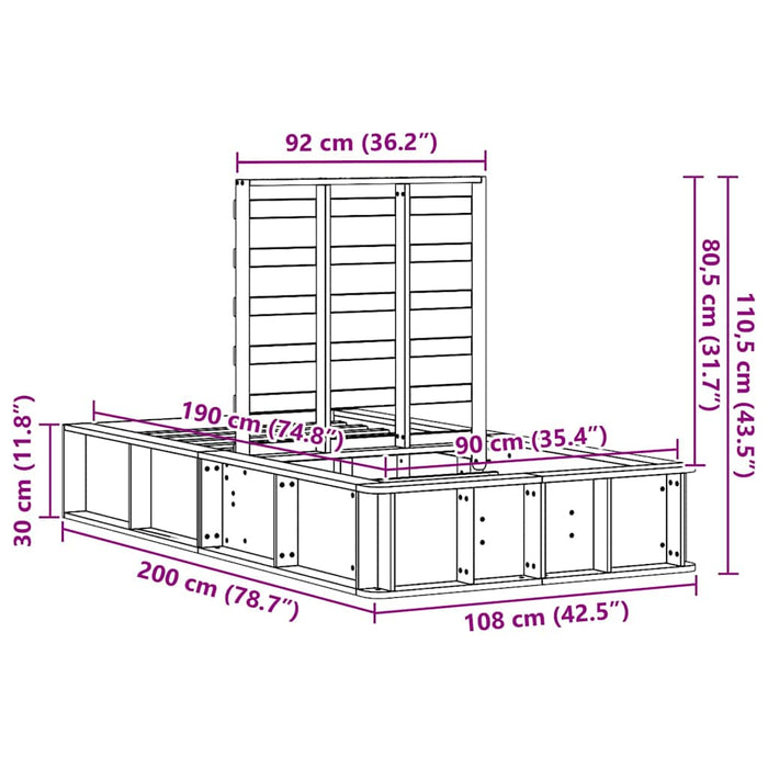 Cadru de pat cu depozitare Maro ceruit 90 x 190 cm Lemn masiv - WALTI WALTI