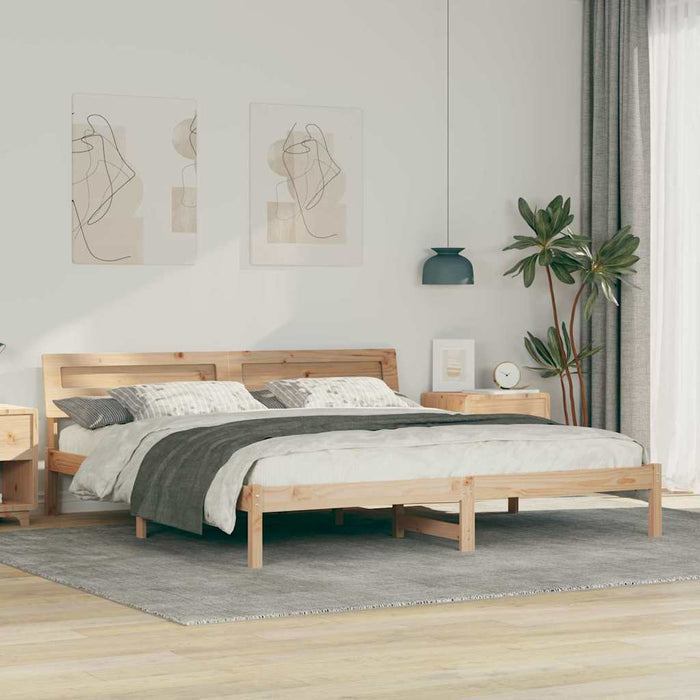 Cadru de pat cu headboard Maro 200 x 200 cm Lemn de pin masiv - WALTI WALTI
