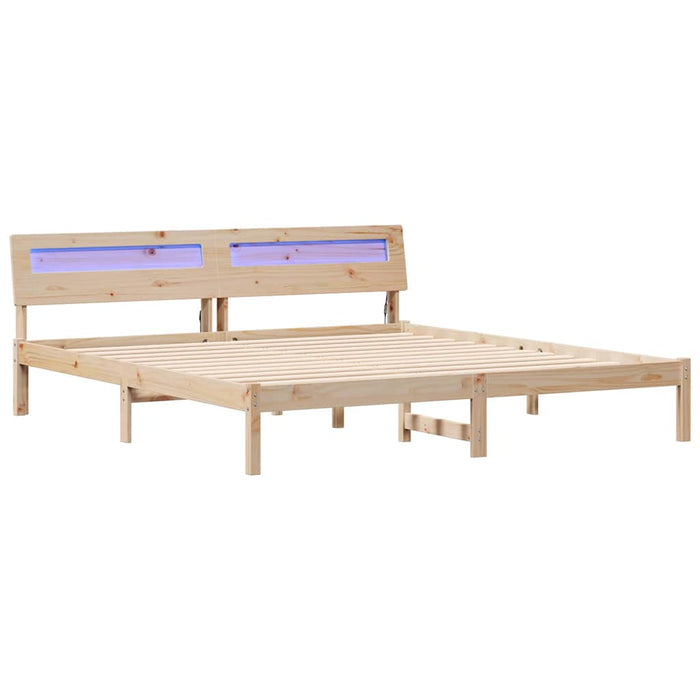 Cadru de pat cu headboard Maro 200 x 200 cm Lemn de pin masiv - WALTI WALTI