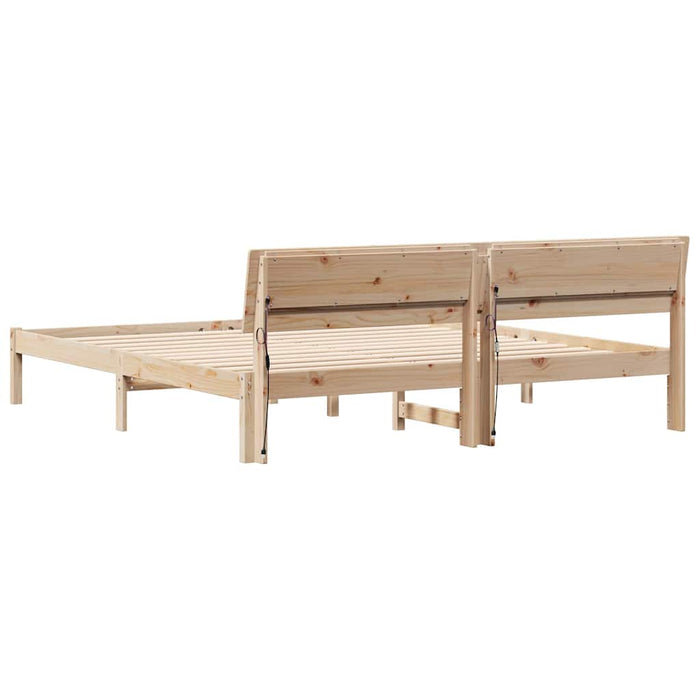 Cadru de pat cu headboard Maro 200 x 200 cm Lemn de pin masiv - WALTI WALTI