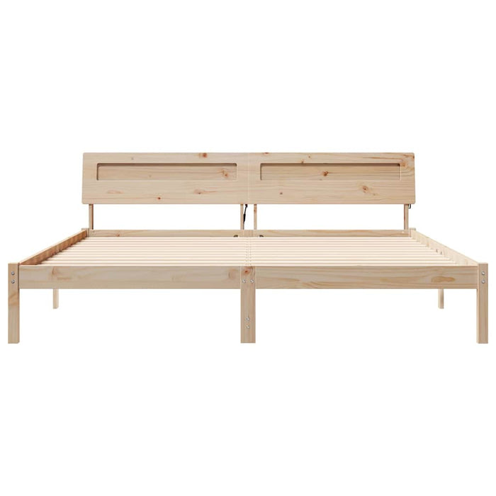 Cadru de pat cu headboard Maro 200 x 200 cm Lemn de pin masiv - WALTI WALTI