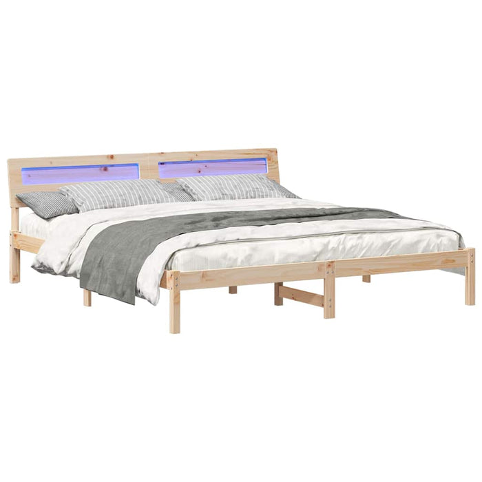 Cadru de pat cu headboard Maro 200 x 200 cm Lemn de pin masiv - WALTI WALTI
