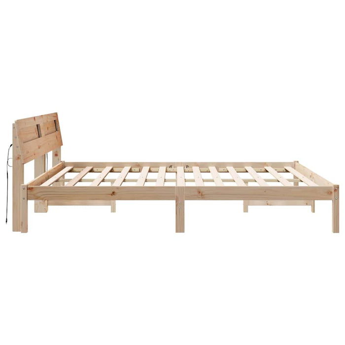 Cadru de pat cu headboard Maro 200 x 200 cm Lemn de pin masiv - WALTI WALTI