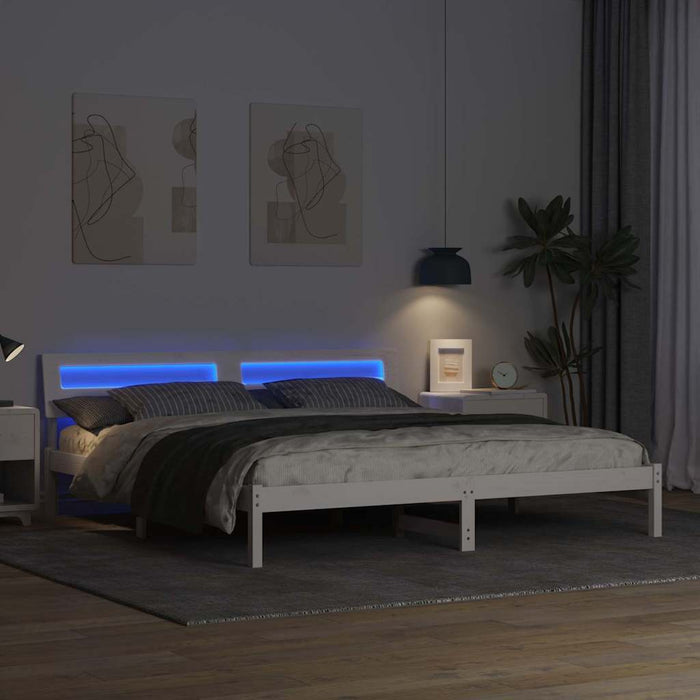 Cadru de pat cu headboard Alb 200 x 200 cm Lemn de pin masiv - WALTI WALTI