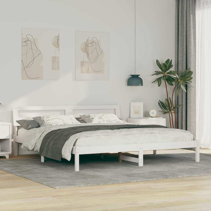 Cadru de pat cu headboard Alb 200 x 200 cm Lemn de pin masiv - WALTI WALTI
