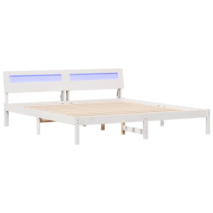 Cadru de pat cu headboard Alb 200 x 200 cm Lemn de pin masiv - WALTI WALTI