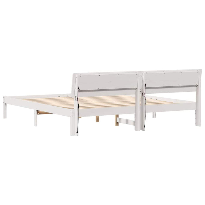 Cadru de pat cu headboard Alb 200 x 200 cm Lemn de pin masiv - WALTI WALTI