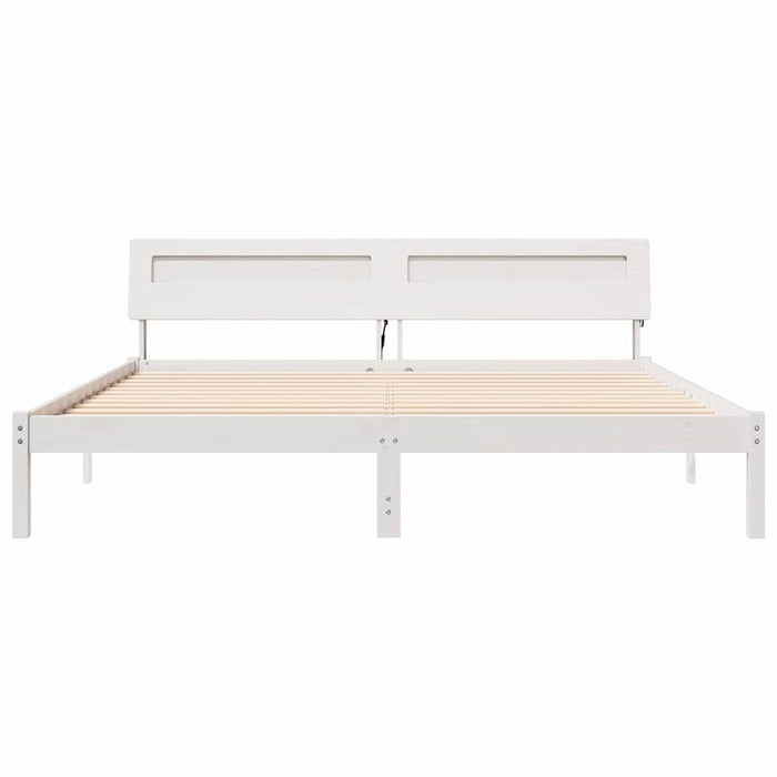 Cadru de pat cu headboard Alb 200 x 200 cm Lemn de pin masiv - WALTI WALTI
