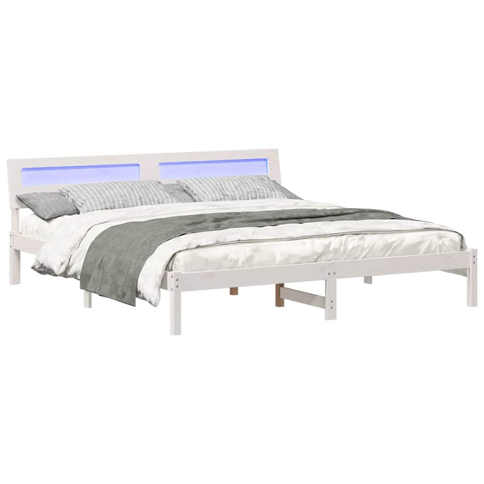 Cadru de pat cu headboard Alb 200 x 200 cm Lemn de pin masiv - WALTI WALTI