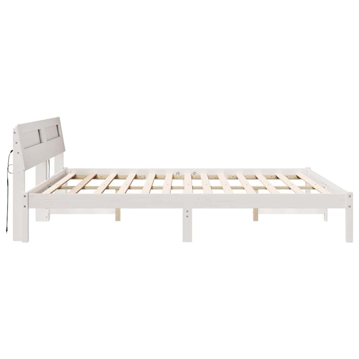 Cadru de pat cu headboard Alb 200 x 200 cm Lemn de pin masiv - WALTI WALTI