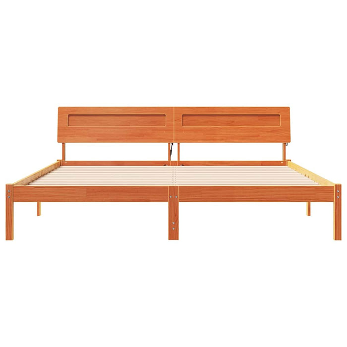 Cadru de pat cu headboard Maro 200 x 200 cm Lemn de pin masiv - WALTI WALTI