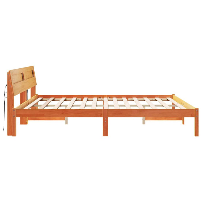 Cadru de pat cu headboard Maro 200 x 200 cm Lemn de pin masiv - WALTI WALTI