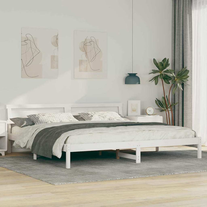 Cadru de pat Alb 200 cm x 200 cm Metal și Lemn - WALTI WALTI