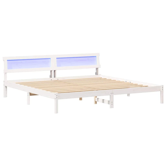 Cadru de pat Alb 200 cm x 200 cm Metal și Lemn - WALTI WALTI