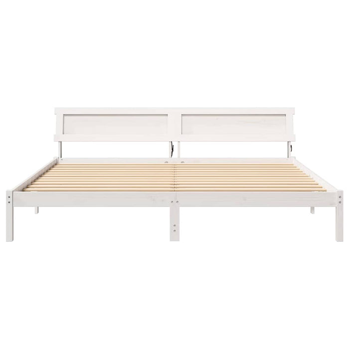 Cadru de pat Alb 200 cm x 200 cm Metal și Lemn - WALTI WALTI