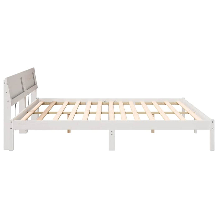 Cadru de pat Alb 200 cm x 200 cm Metal și Lemn - WALTI WALTI