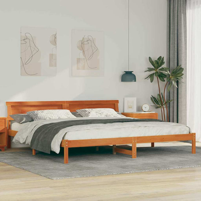 Cadru de pat cu lumini cu bandă LED cu headboard Maro 200 x 200 cm lemn - WALTI WALTI