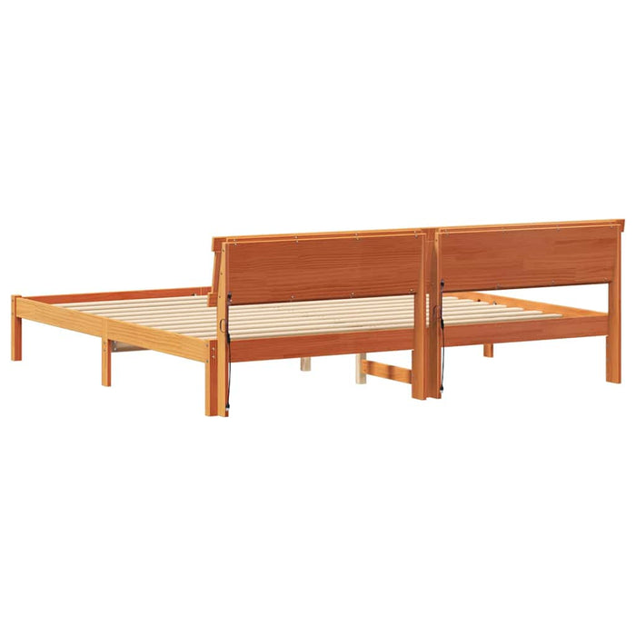 Cadru de pat cu lumini cu bandă LED cu headboard Maro 200 x 200 cm lemn - WALTI WALTI